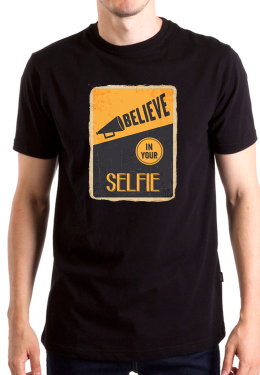 

Футболка унисекс NoBrand Believe Selfie черная XL, Черный, Believe Selfie