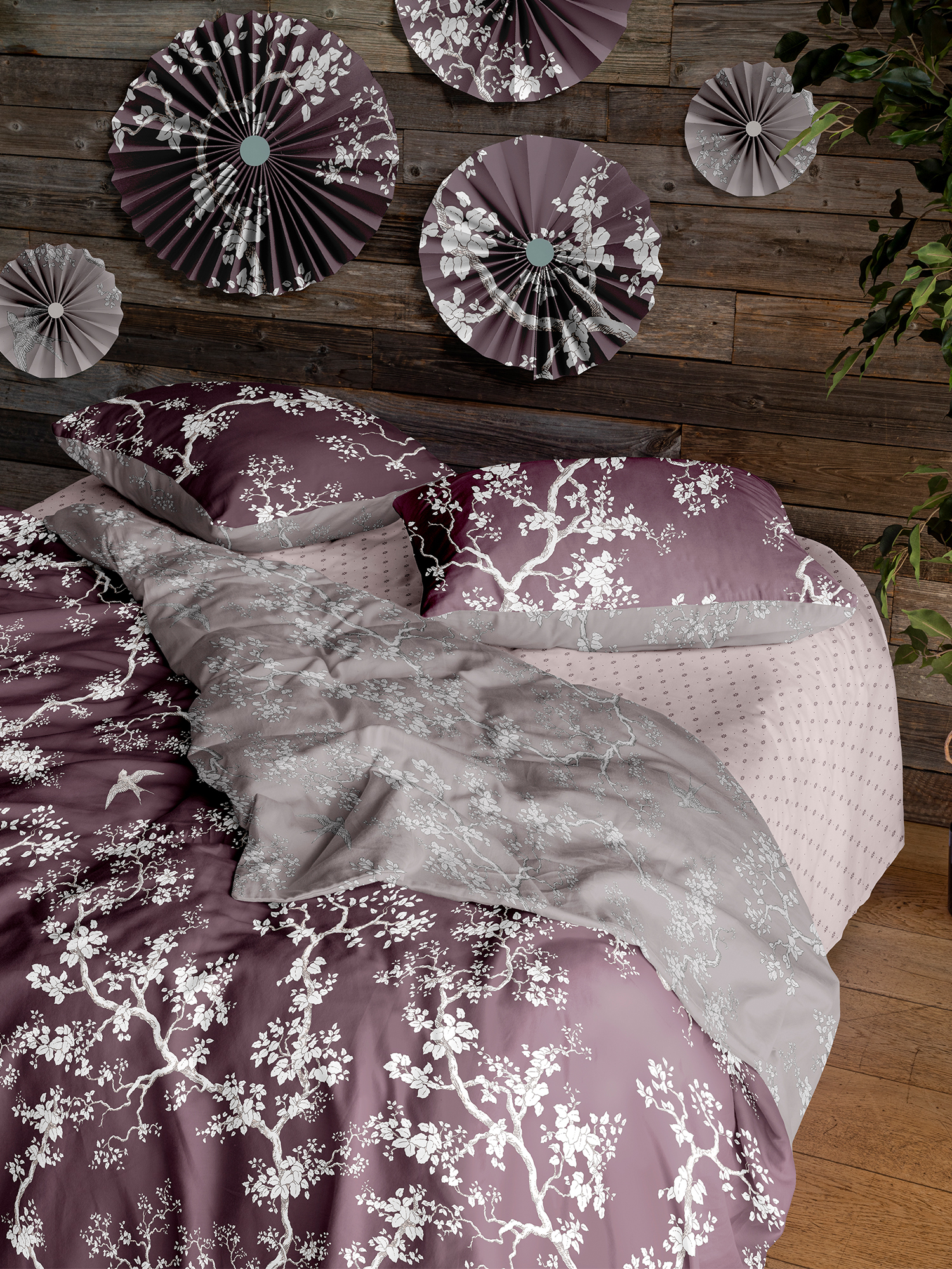 

Комплект постельного белья Семейный поплин Mia Cara Chinoiserie plum, Mia Cara
