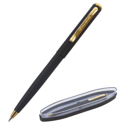 

Ручка подарочная шариковая Brauberg Maestro, синяя, корпус черный с золотистым, 2 шт