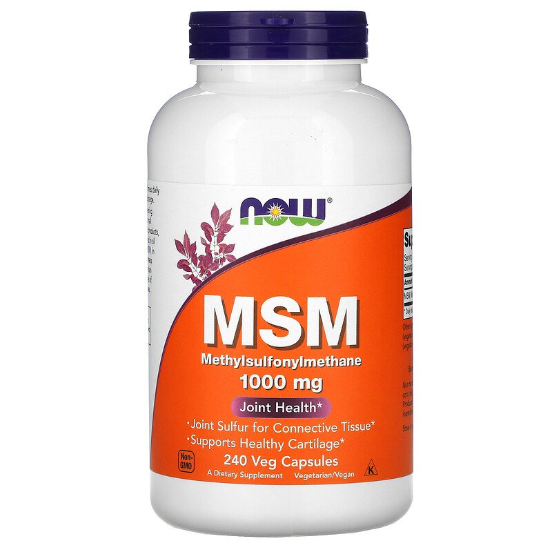 Для суставов и связок МСМ метилсульфонилметан NOW MSM 1000 мг 240 вегетарианских капс.