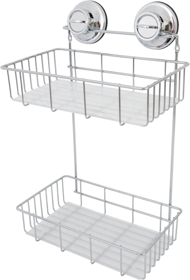 Полка для ванной прямоугольная Swensa на присосках двухъярусная 25 см цвет хром 4363₽