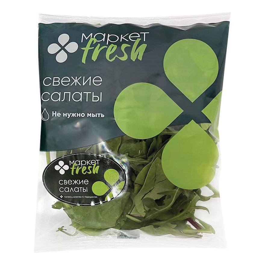 Салатная смесь Маркет Fresh рукола-свекла листовая-мангольд-шпинат 65 г