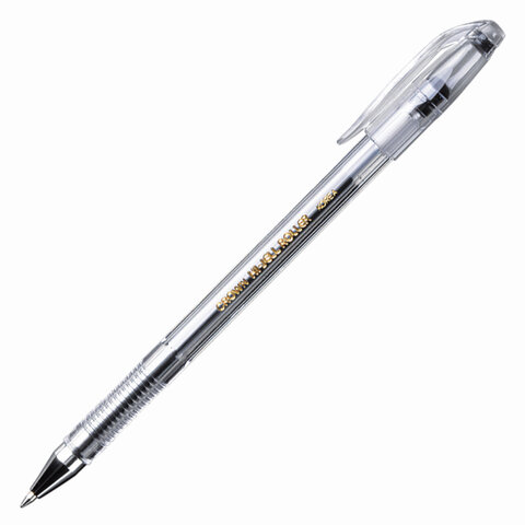 Ручка гелевая Crown Hi-Jell, черная, корпус прозрачный, узел 0,5 мм, HJR-500B, 24 шт