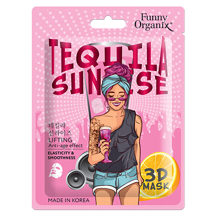 3D-маска для лица Funny Organix Tequila Sunrise с лифтинг-эффектом, тканевая 23 г t shirts tees leopard star tequila worth the shot t shirt tee plum in red size 3xl s