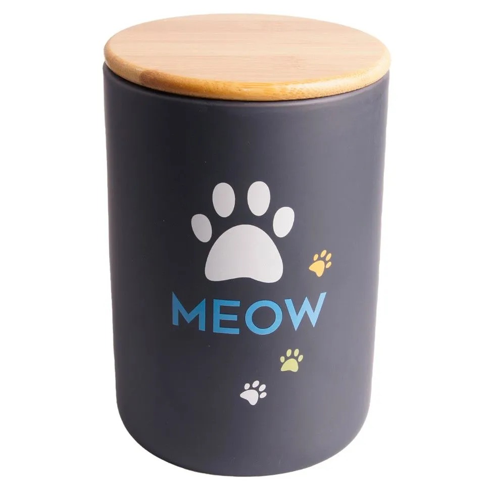 

Бокс Mr.Kranch керамический для хранения корма для кошек MEOW 1900 мл черный