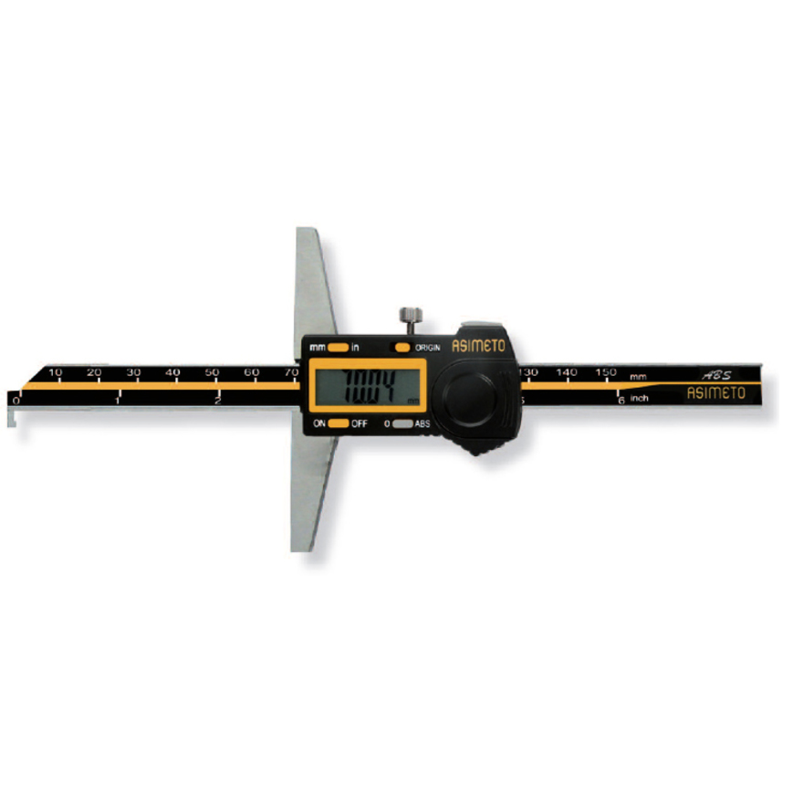 Штангенглубиномер ASIMETO 322-06-7 с Г-образной губкой, цифровой 0-150 мм цифровой манометр для шин и измеритель глубины протекторов ring automotive rtg6