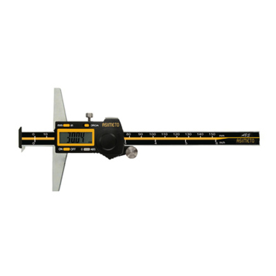 Штангенглубиномер ASIMETO 323-06-7 цифровой ABS с двойным крюком 0,01 мм, 0-150 мм