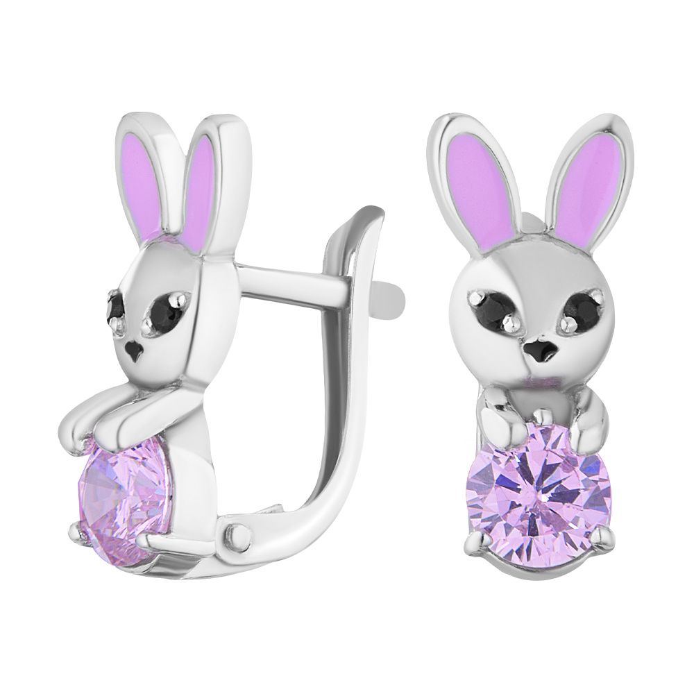 

Серьги из серебра ЮВЕЛИР КАРАТ 28210088/9рг-чг, эмаль/фианит, 28210088/9рг-чг