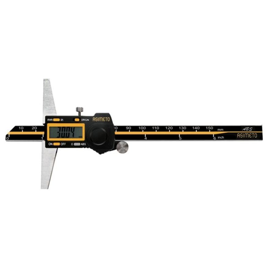 Штангенглубиномер ASIMETO 327-08-7 цифровой ABS 0,01 мм, 0-200 мм цифровой штангенглубиномер norgau