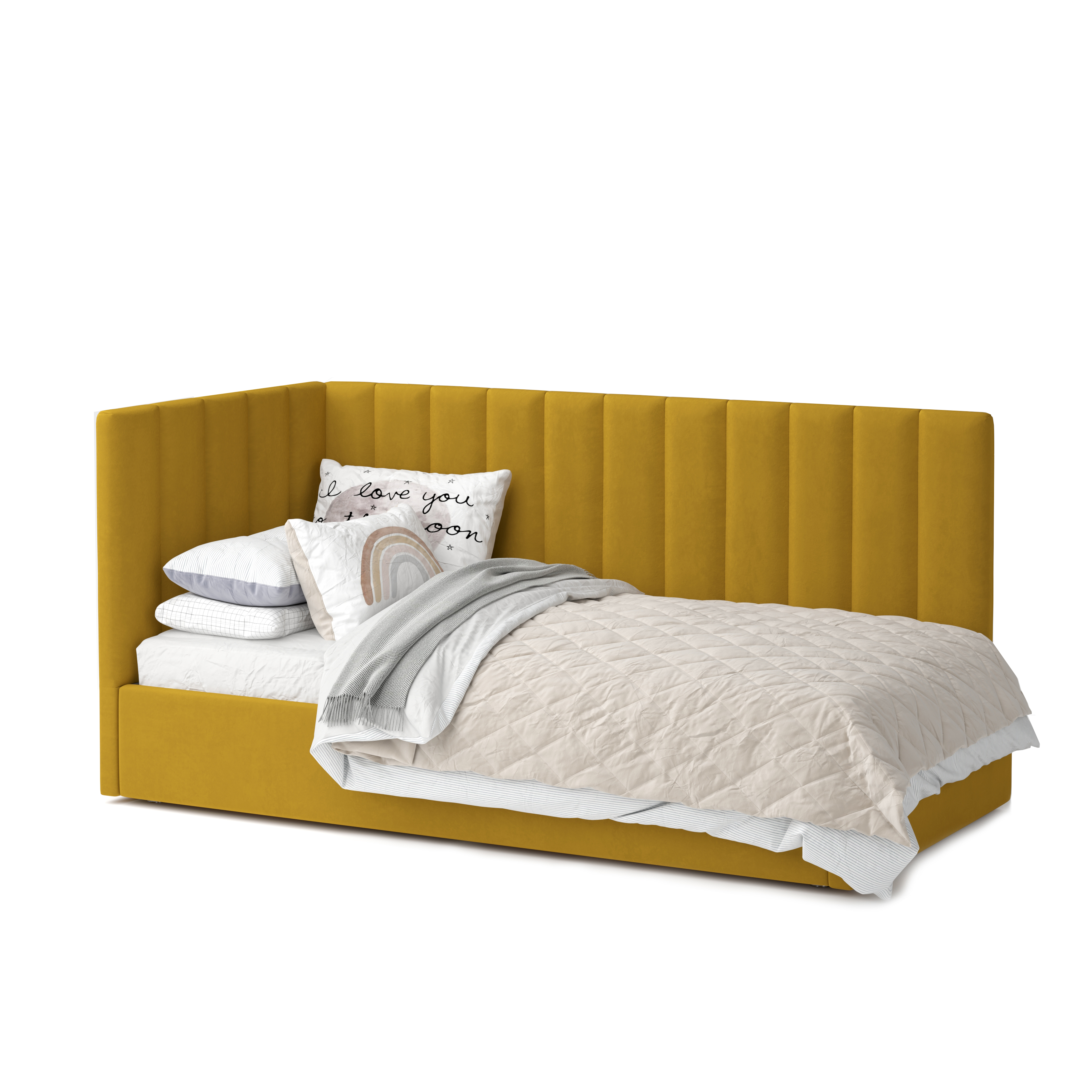 Односпальная кровать GALAXY Меркурий-3 90х200 с подъемным механизмом велюр Mustard