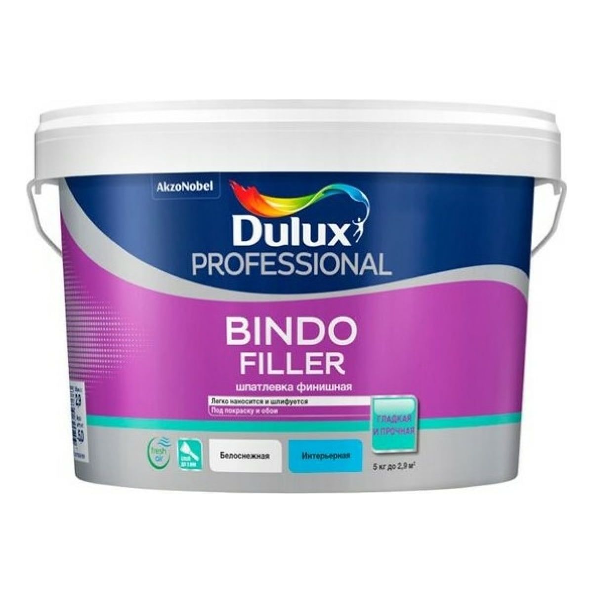 Шпатлевка для стен и потолков Dulux Bindo Filler финишная, 2,9 л финишная шпатлевка tikkurila