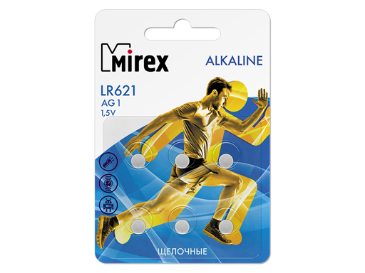 

Батерейка Mirex AG1/LR621 1.5V 6шт блистер 23702-LR621-E6