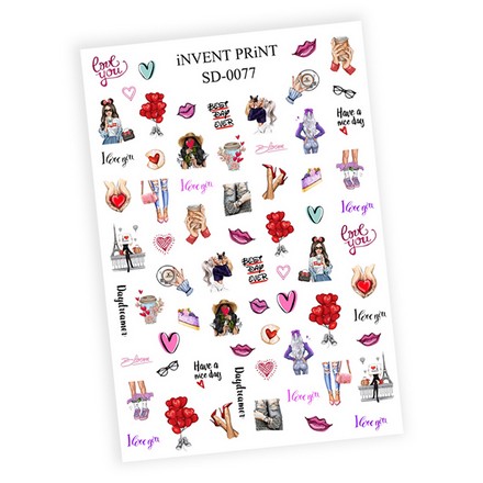 

Набор, iNVENT PRiNT, Слайдер-дизайн «Девушки. Поцелуй» №SD-77, 3 шт., Разноцветный