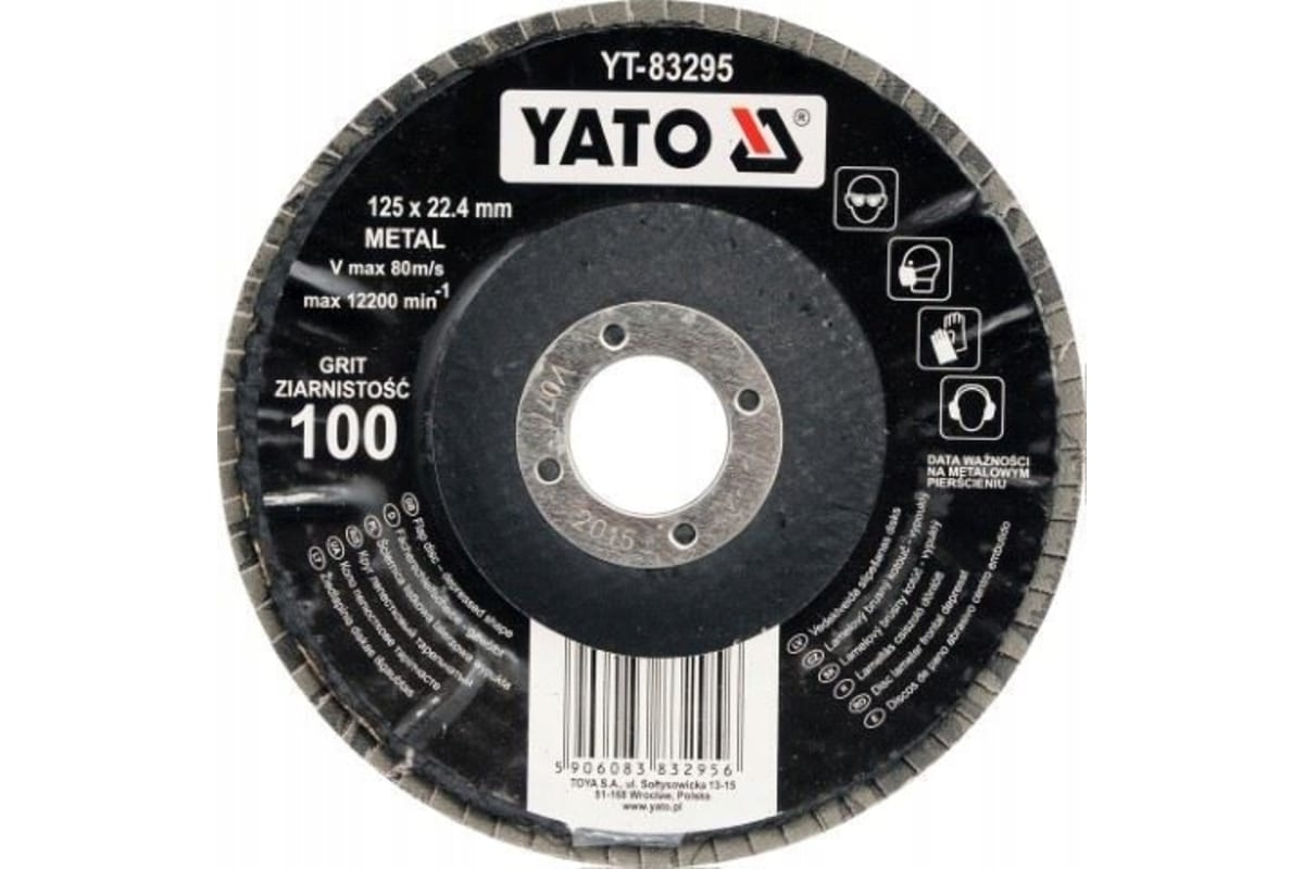 фото Yato yt-83295 круг шлифовальный лепестковый выпуклый, 125 мм, 22.4 мм, p100 1шт