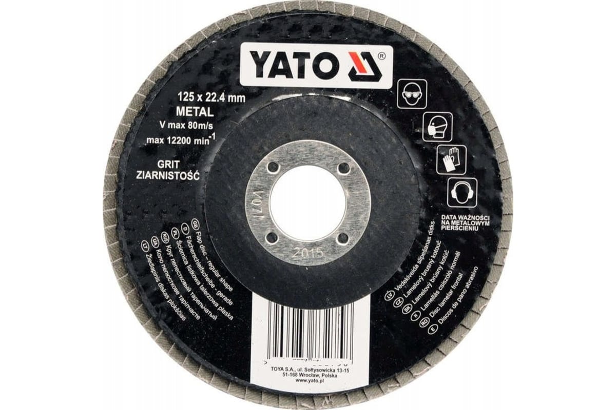 фото Yato yt-83292 круг шлифовальный лепестковый выпуклый, 125 мм, 22.4 мм, p40 1шт