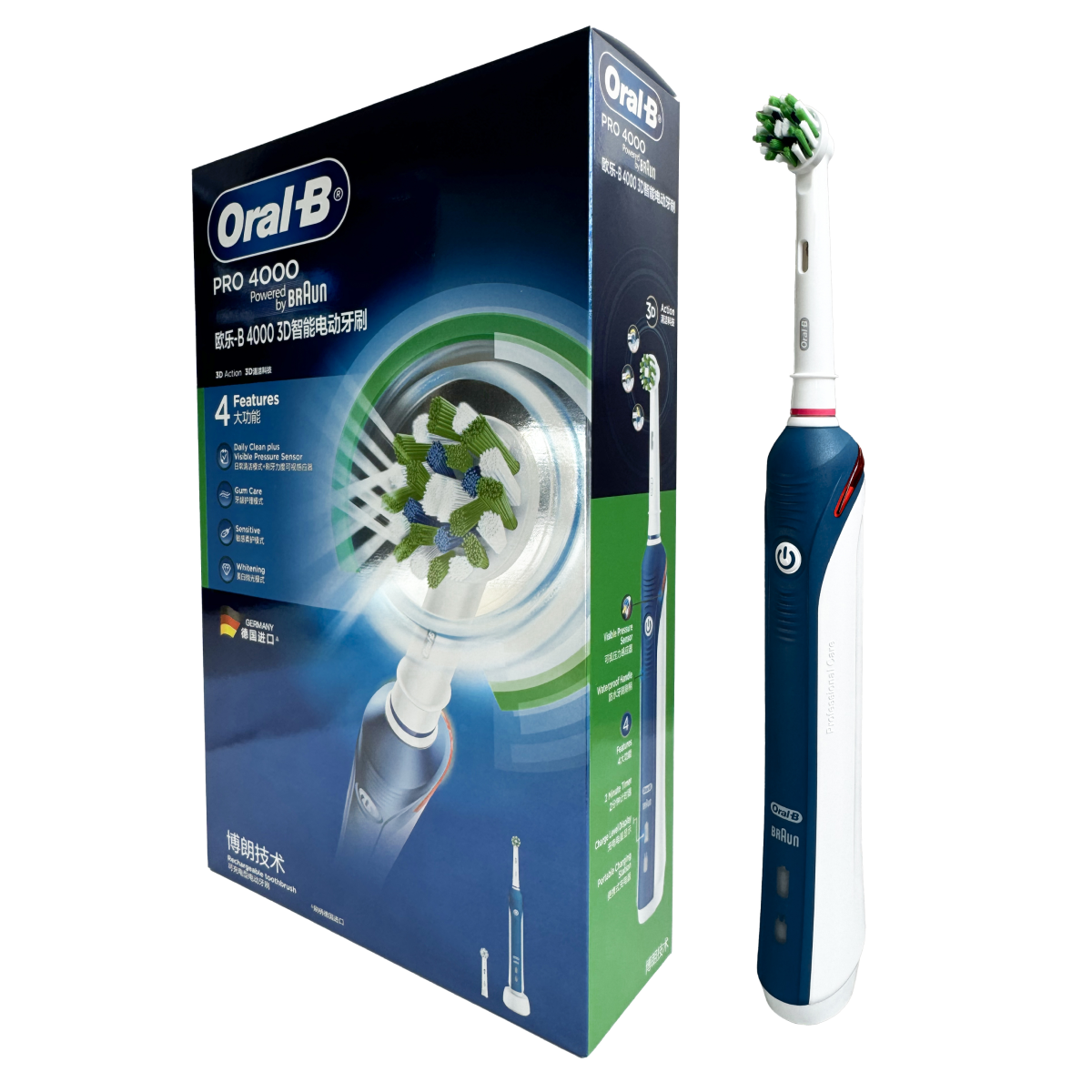 

Электрическая зубная щетка Oral-B Pro 4000 3D Smartseries Blue синий, Pro 4000 3D Smartseries Blue