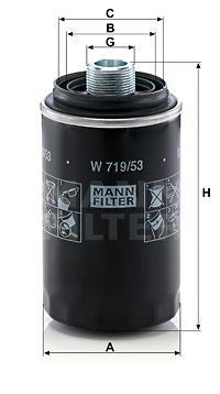 

Фильтр масляный двигателя MANN-FILTER W719/53, фильтр масляный двигателя W719/53