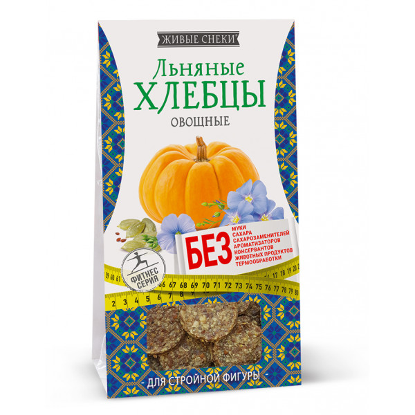 

Льняные хлебцы "Овощные", 50г, ЖИВЫЕ СНЕКИ