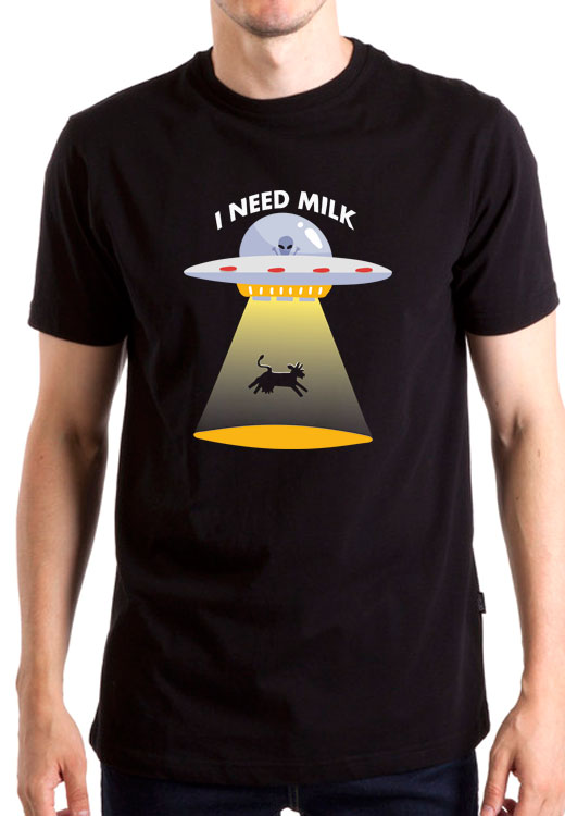 

Футболка унисекс NoBrand Alien Need Milk черная XL, Черный, Alien Need Milk