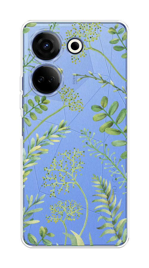 

Чехол на Tecno Camon 20/20 Pro 4G "Green Leaves", Зеленый;прозрачный, 304150-1