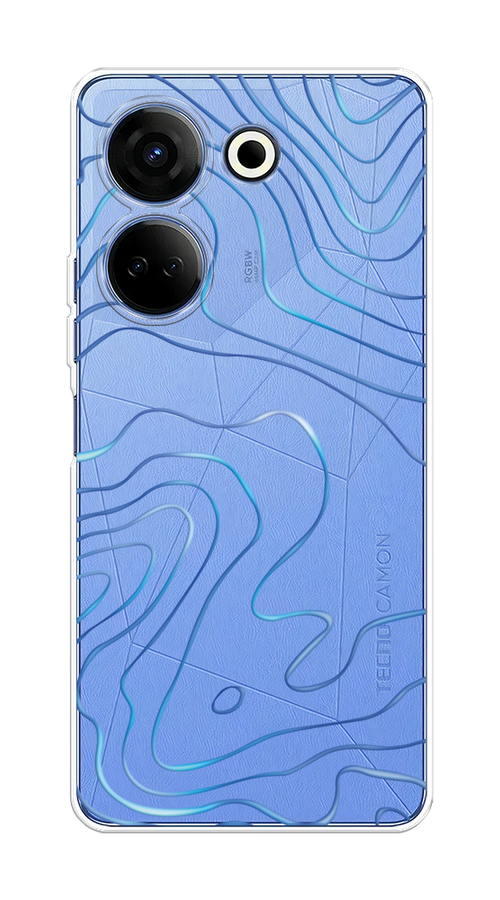 

Чехол на Tecno Camon 20/20 Pro 4G "Blue lines", Прозрачный;синий, 304150-1