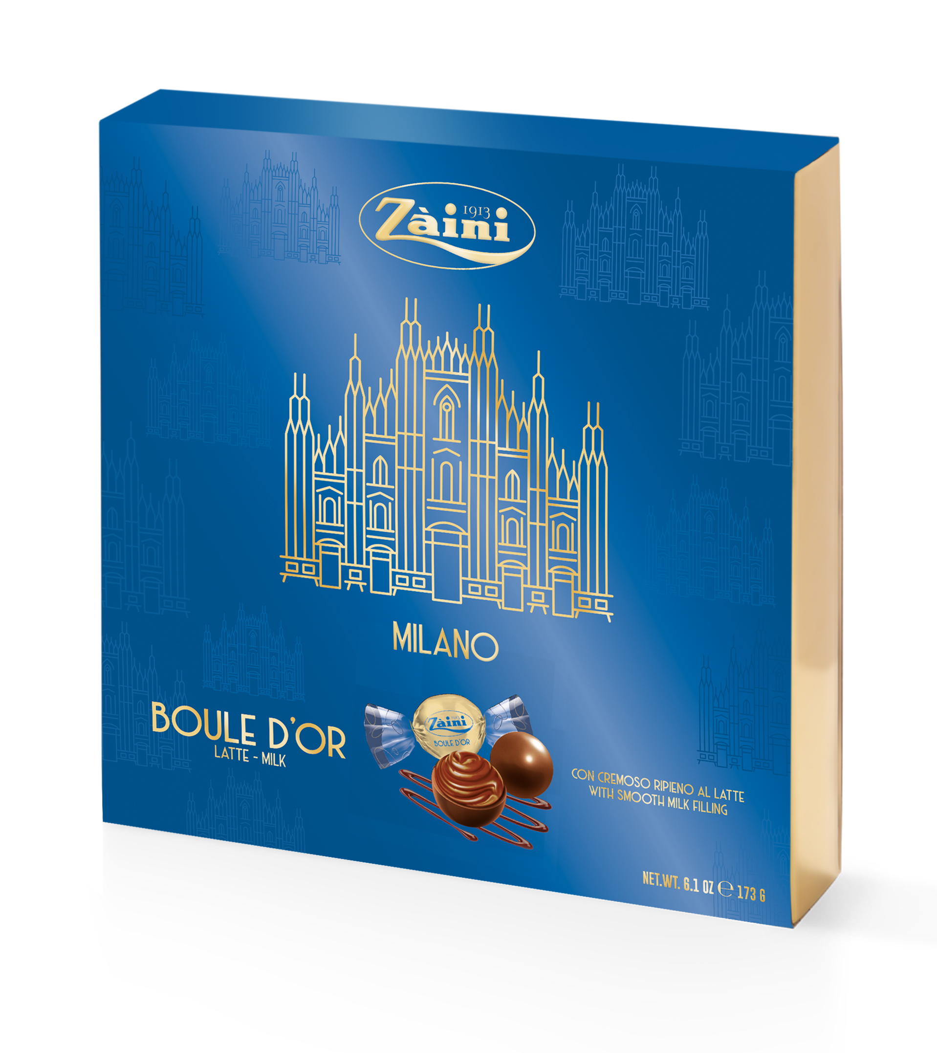 Пралине из молочного шоколада Zaini «MILANO BOULE D'OR» с кремовой начинкой,173 г