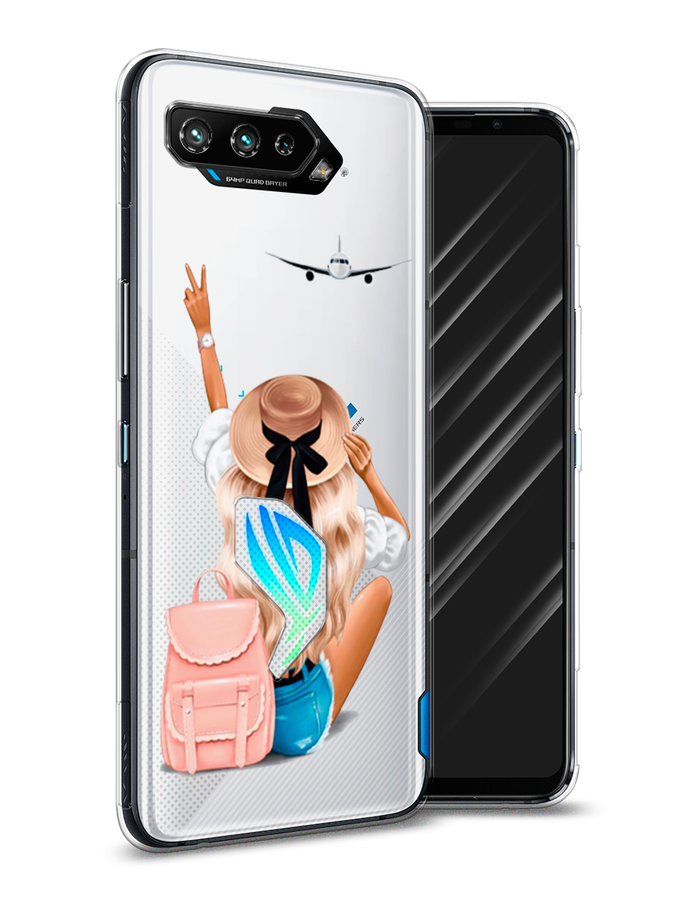 

Чехол Awog на Asus ROG Phone 5 "Автостопом самолетом", Бежевый;розовый;голубой, 44250-7