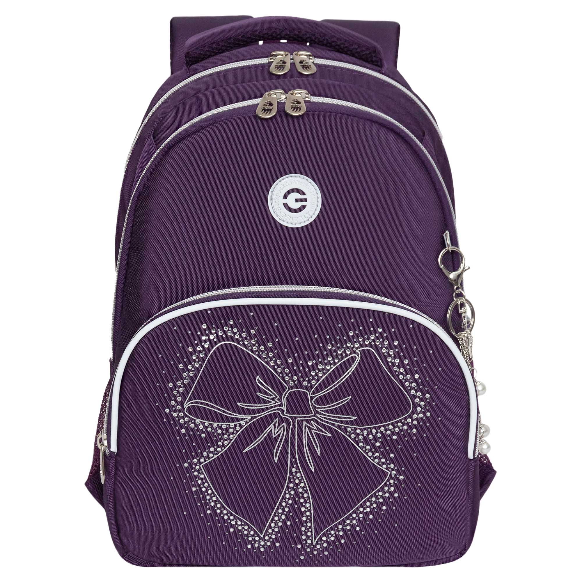 Рюкзак школьный GRIZZLY с карманом для ноутбука 13 анатомический фиолетовый RG-460-5, 3 мягкая игрушка orange toys ктотик в больших очках 8 фиолетовый ot40 50 8ф