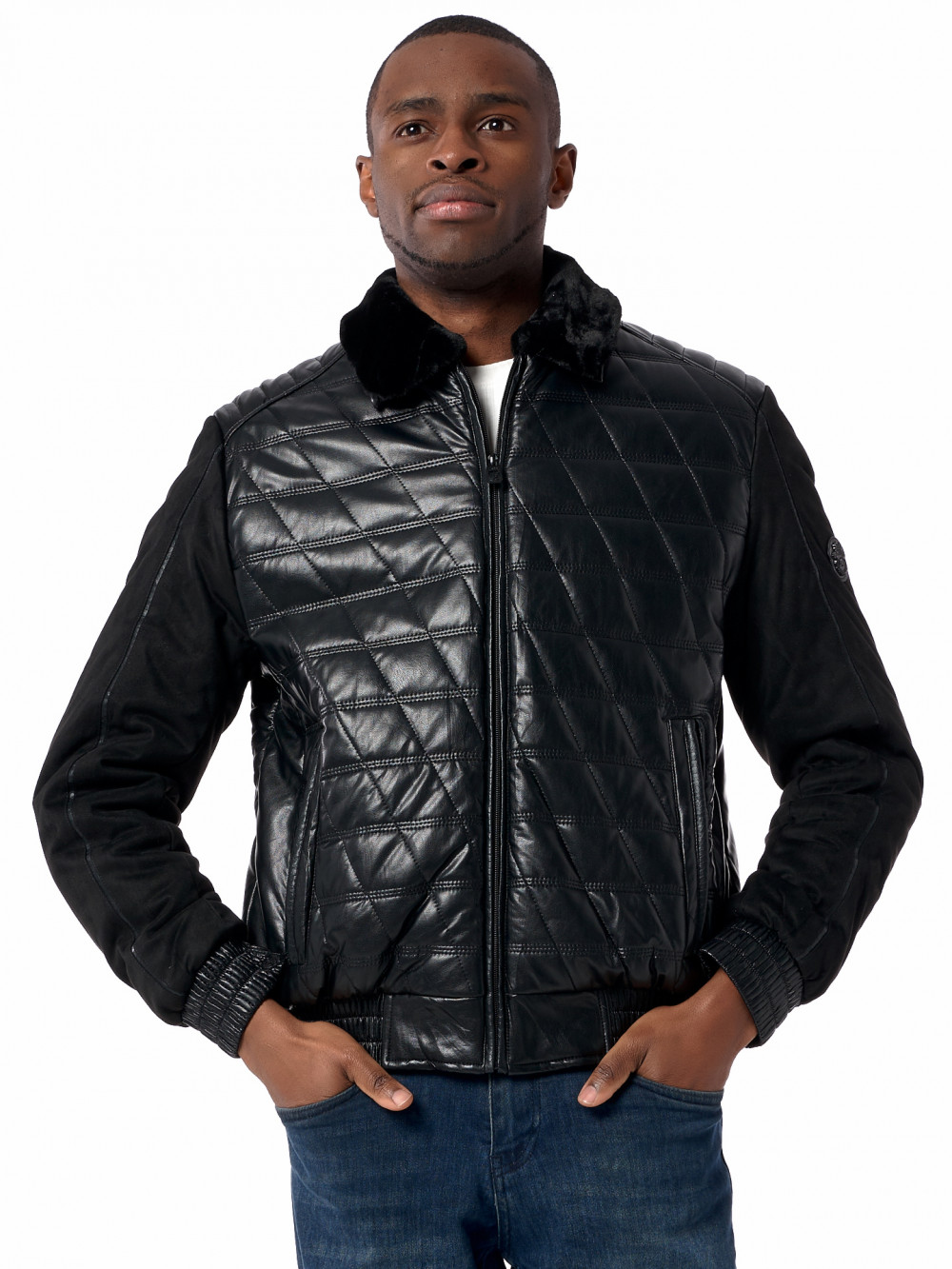 фото Кожаная куртка мужская nobrand ad2499 черная xl