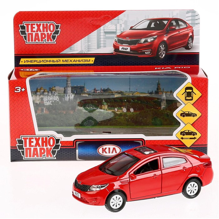

Машина металлическая Kia Rio, 12 см, открываются двери, инерционная, цвет красный