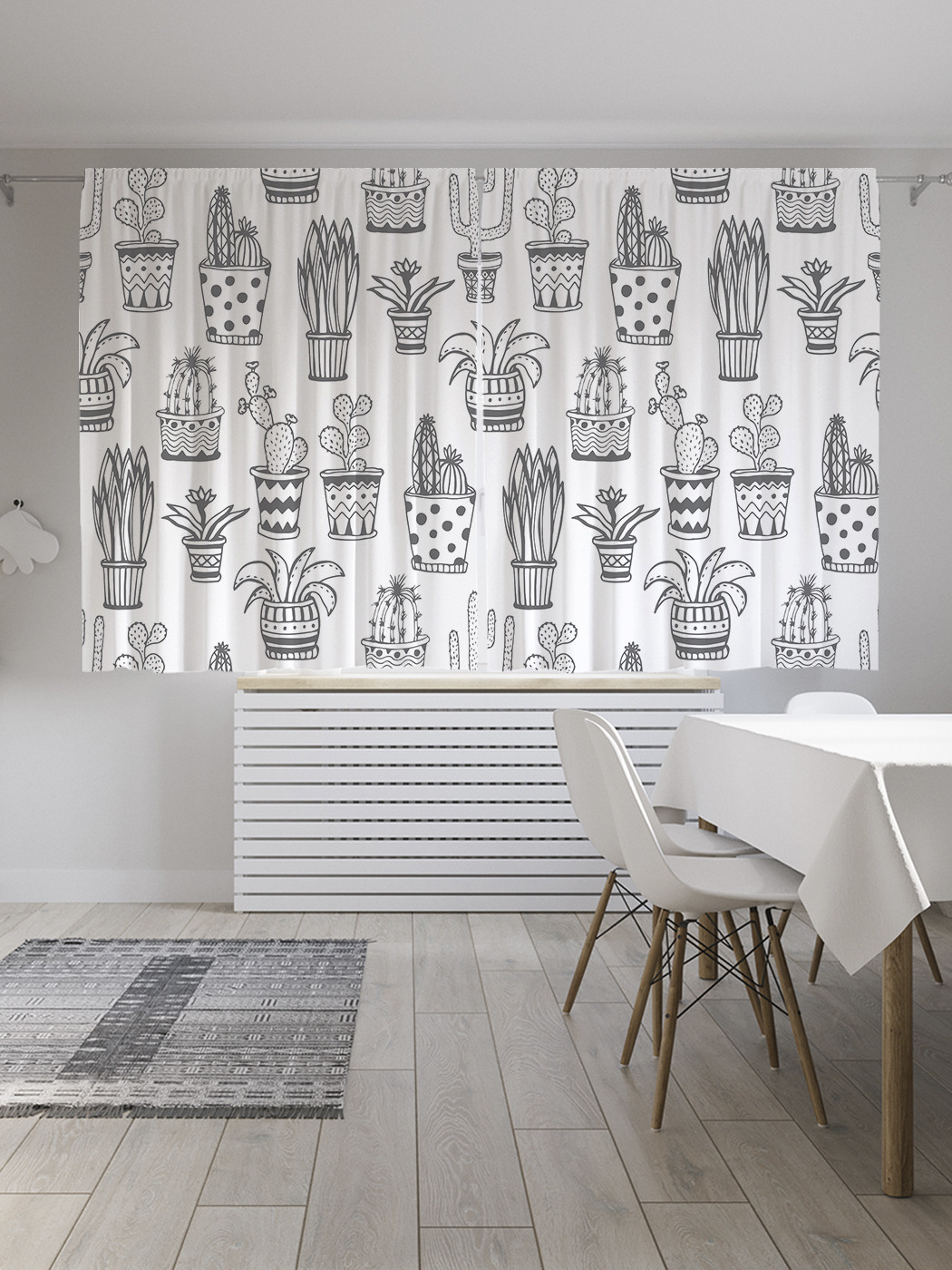 

Шторы JoyArty с фотопечатью "Контурные кактусы" из сатена, 290х180 см, Контурные кактусы