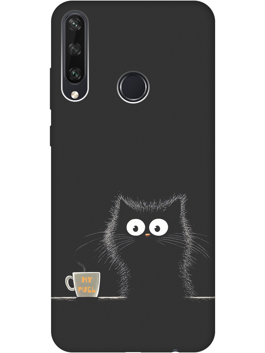 

Силиконовый чехол на Huawei Y6P с принтом "Котик и кофе" матовый черный, Черный;белый;коричневый, 723101012