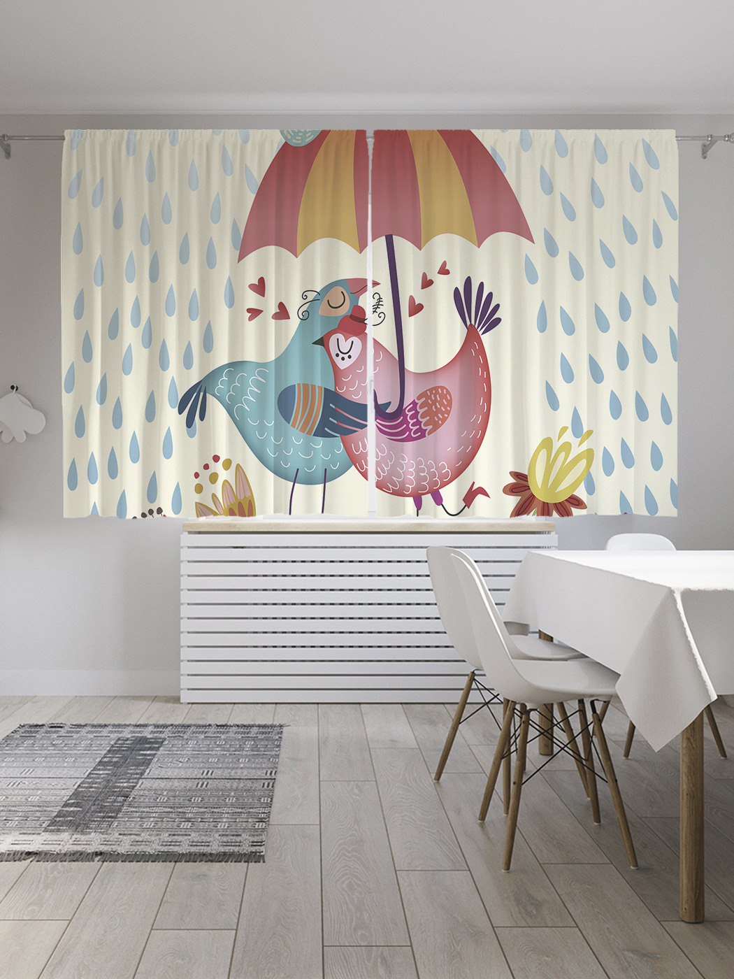 

Шторы JoyArty с фотопечатью "Курочки под зонтиком" из сатена, 290х180 см, Курочки под зонтиком