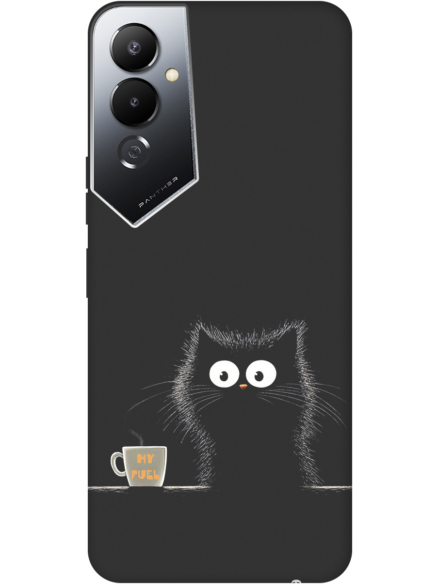 

Силиконовый чехол на Tecno Pova 4 с принтом "Котик и кофе" матовый черный, Черный;белый;коричневый, 762091412