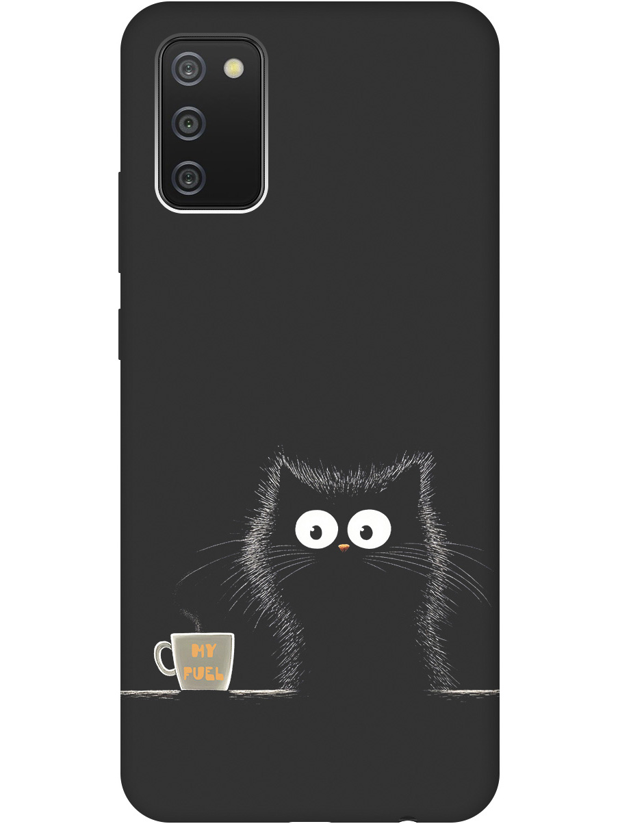 

Силиконовый чехол на Samsung Galaxy A02s с принтом "Котик и кофе" матовый черный, Черный;белый;коричневый, 723602912
