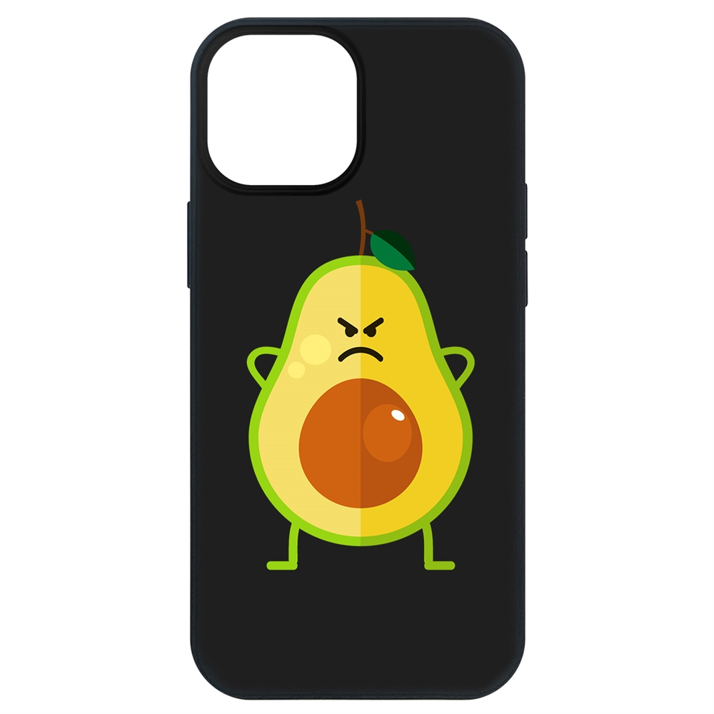 Чехол-накладка Krutoff Soft Case Авокадо Сердитый для iPhone 13 mini черный
