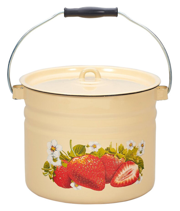 Ведро 12 л Лысьвенская эмаль С-1224Ц/4Км Сочная клубника кремовый