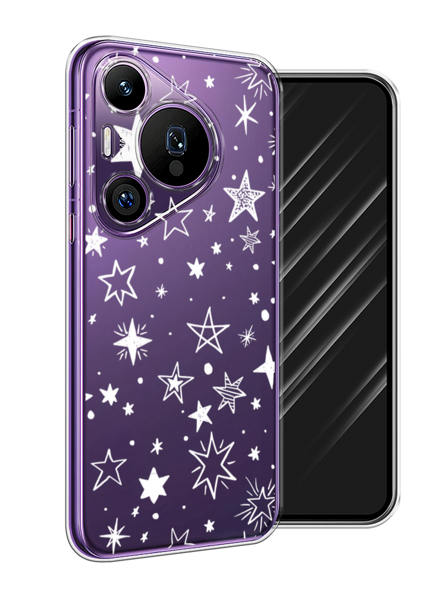

Чехол Awog на Huawei Pura 70 Pro/70 Pro Plus "Звездочки графика белая", Прозрачный;белый, 6124150-1