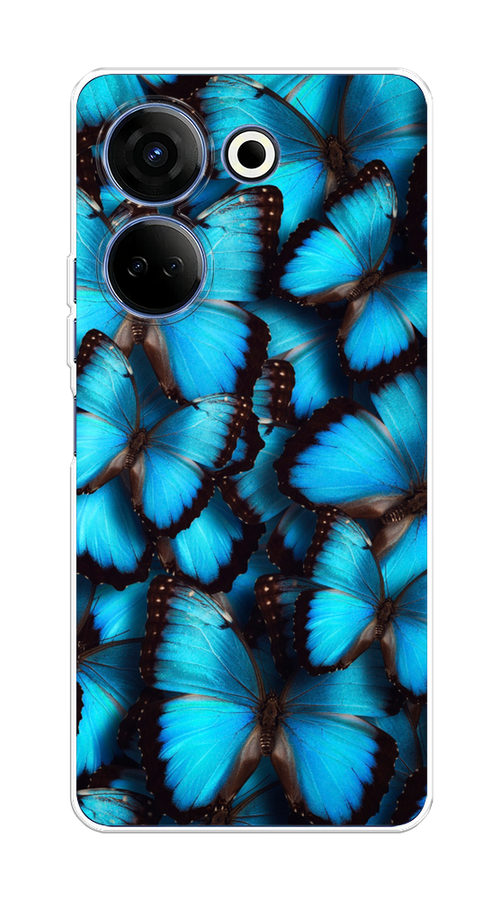 

Чехол на Tecno Camon 20/20 Pro 4G "Тропическая бабочка 2", Голубой;черный, 304150-1