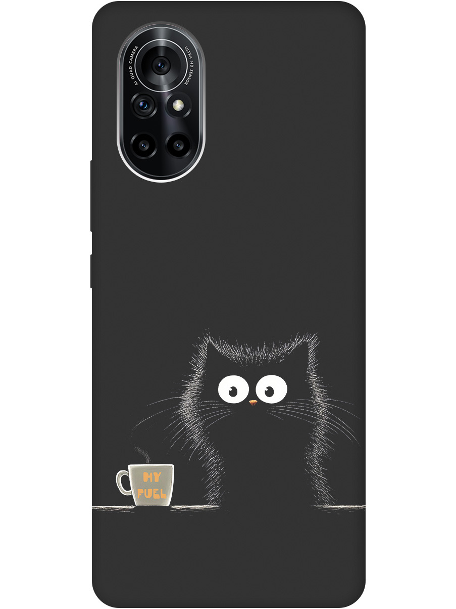 

Силиконовый чехол на Huawei Nova 8 с принтом "Котик и кофе" матовый черный, Черный;белый;коричневый, 731079512
