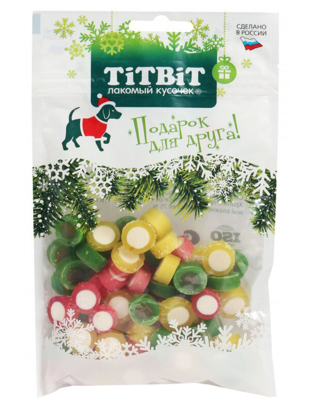 

TiTBiT ВИА Новогодняя коллекция Дольки мармеладные для собак ассорти 26083 0,100 кг 64553