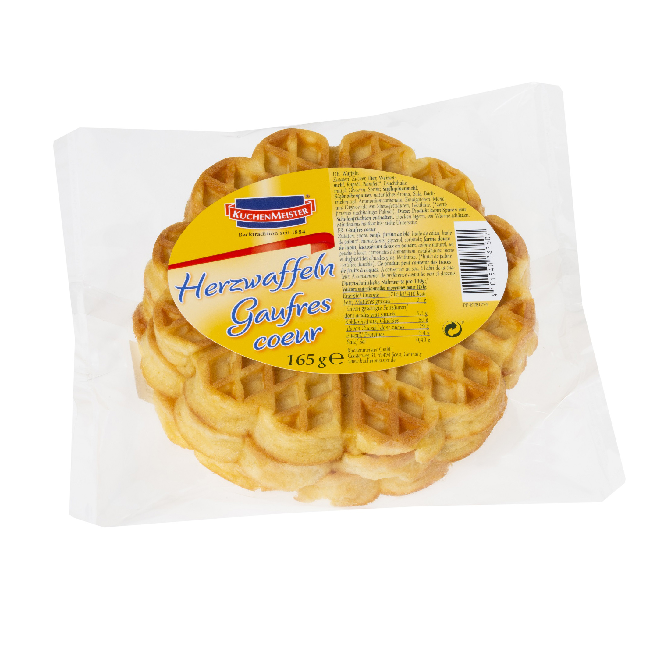 

Мягкие вафли KuchenMeister в форме сердец, 165 г, Вафли