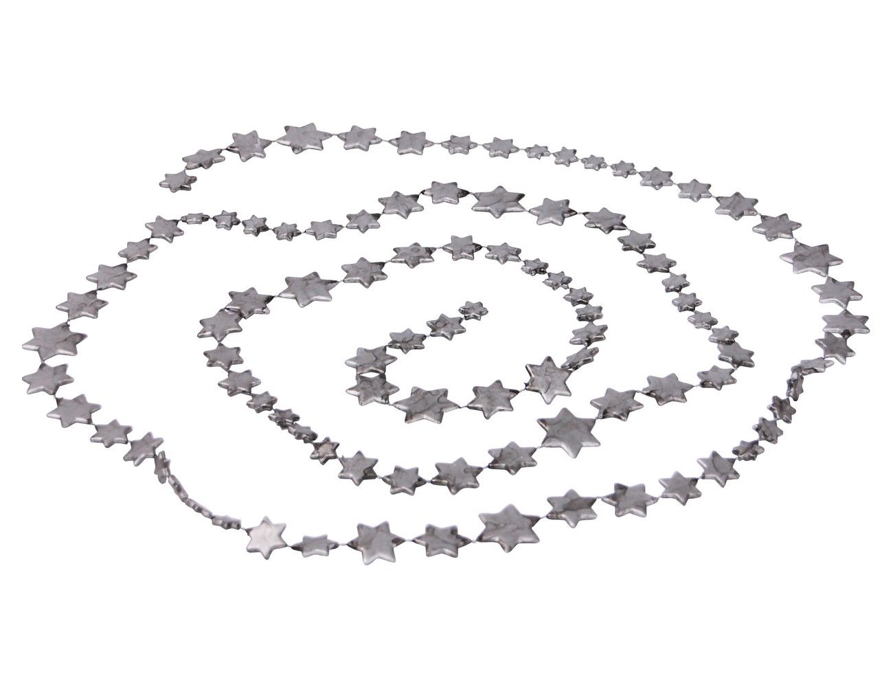фото Ёлочные бусы пластиковые звёздочки, серебряные, 180х3х1 см, edelman