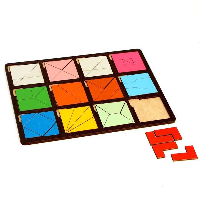 Развивающая доска «Сложи квадрат» 2 уровень сложности геометрическая мозаика квадрат