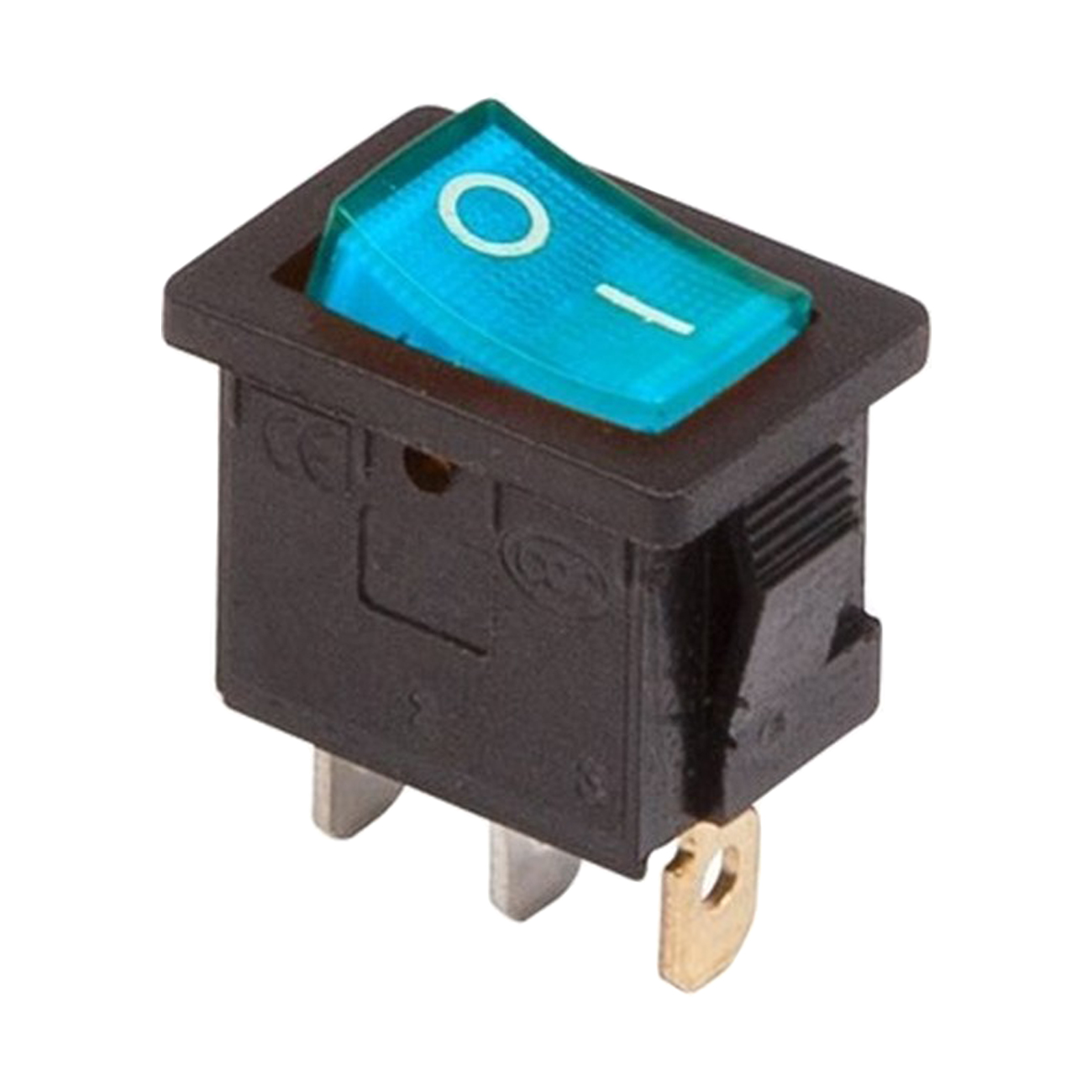 фото Выключатель клавишный rexant mini on-off синий с подсветкой 36-2151