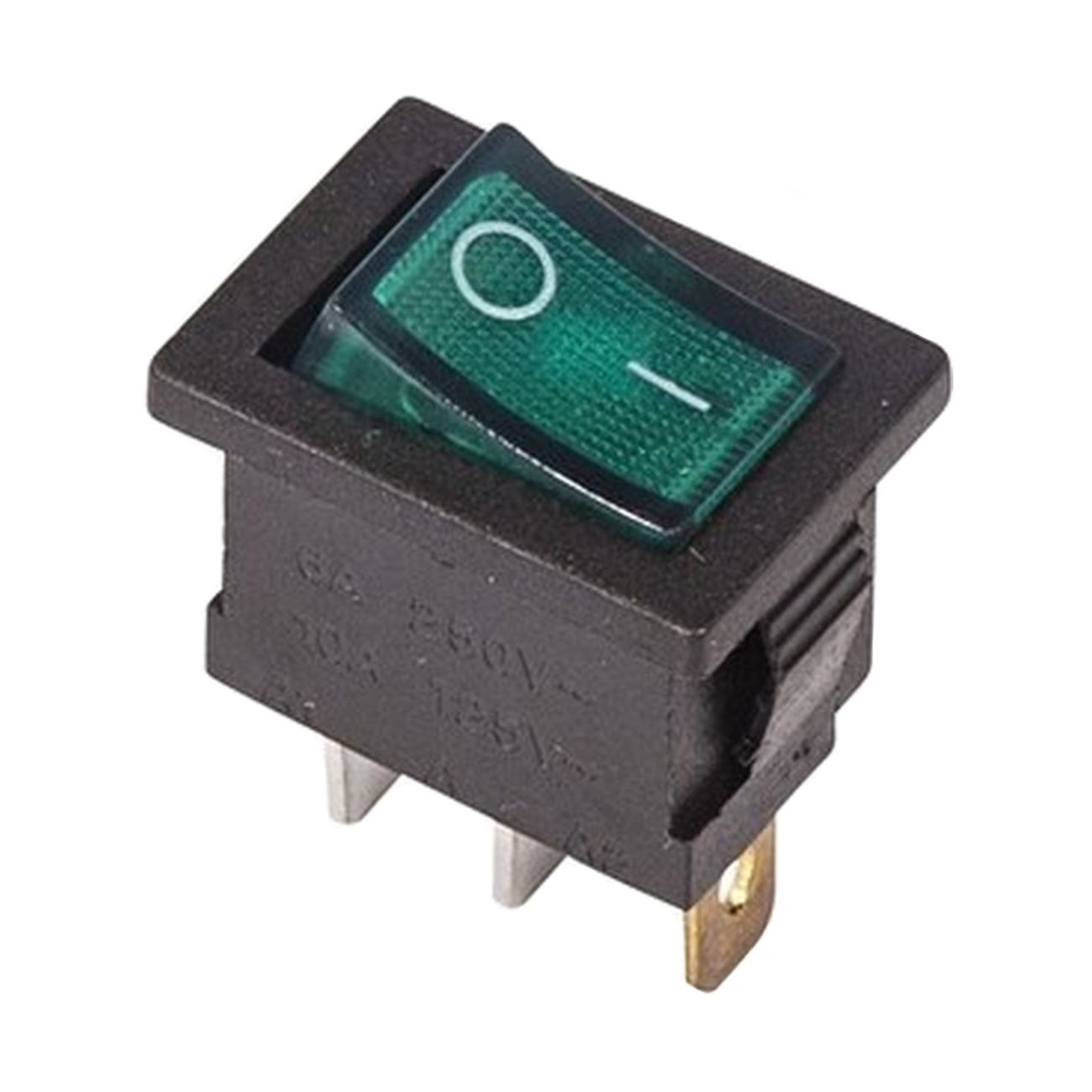 фото Выключатель клавишный rexant mini on-off зеленый с подсветкой 36-2153