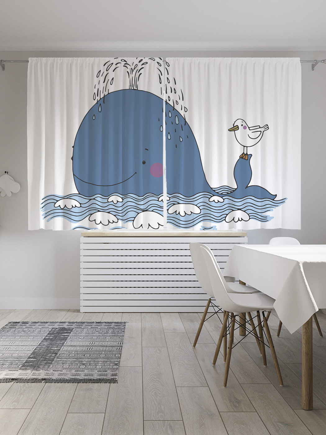 

Шторы JoyArty с фотопечатью "Кит и чайка" из сатена, 290х180 см, Кит и чайка