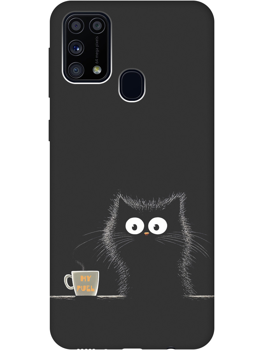 

Силиконовый чехол на Samsung Galaxy M31 с принтом "Котик и кофе" матовый черный, Черный;белый;коричневый, 722999212