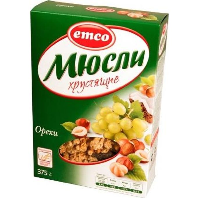 

Мюсли Emco с орехами хрустящие 375 г
