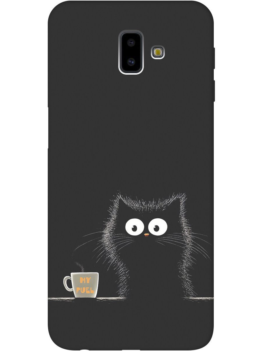 

Силиконовый чехол на Samsung Galaxy J6+ (2018) с принтом "Котик и кофе" матовый черный, Черный;белый;коричневый, 719355812